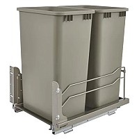 53WC Double 50 Quart Bottom Mount Waste Container Champagne Rev-A-Shelf 53WC-2150SCDM-212