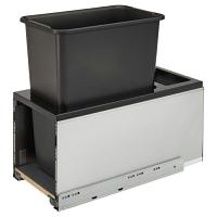 Rev-A-Shelf 30 QT Single LEGRABOX Bottom Mount Waste Container Pull-Out, Black/Stainless Steel - 5LB-1230SSBL-118
