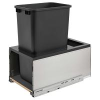 Rev-A-Shelf 5LB-1550SSBL-118 Single LEGRABOX Waste Containers - 50 qt - Black and Gray