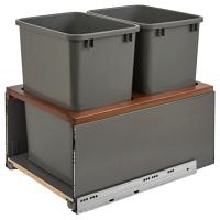 Rev-A-Shelf 5LB-1835OGWN-213 Double LEGRABOX Waste Containers - 2x35 qt - Gray and Walnut