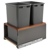 Rev-A-Shelf 5LB-1850OGWN-213 Double LEGRABOX Waste Containers - 2x50 qt - Gray and Walnut
