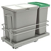 5SBWC  Double 8 Litre  & 15 Litre Bottom Mount Waste Container Silver Rev-A-Shelf 5SBWC-815S-1