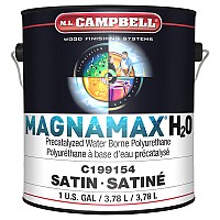 ML Campbell MagnaMax H2O Semi-Gloss Water-Based Pre-Cat Clear Polyurethane, 1 Gallon - C199156-16