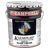 Lacque acrylique ML Campbell Klearplast non-jaunissante à séchage rapide transparente lustrée, 5 gallons C20018-20