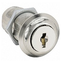 CompX C8055-C390A-14A Cam Lock, 90&deg; Cam Turn, Flush or Lipped/Overlay, Cylinder 1-7/16, Max 1-1/8, Keyed #390, Bright Nickel