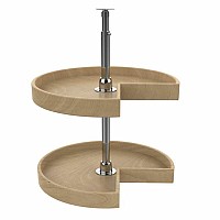 18" Wood Kidney 2 Shelf Lazy Susan Natural Maple Independently Rotating Rev-A-Shelf LD-4NW-472-18-1