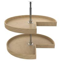 28" Wood Kidney 2 Shelf Lazy Susan Natural Maple Independently Rotating Rev-A-Shelf LD-4NW-472-28-1