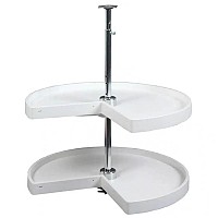 28" Polymer Pie-Cut 2 Shelf Lazy Susan White Dependently Rotating Knape and Vogt PPN28S-W