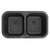 32" Seamless Undermount Double Equal Bowl Quartz Kitchen Sink Black Karran Q-350-BL