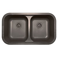 32" Seamless Undermount Double Equal Bowl Quartz Kitchen Sink Brown Karran Q-350-BR