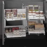 Salice Smart Corner Cabinet Storage Full-Extension Soft-Close Left Hand Door 33-5/16" Chrome/White - QSMC45SXFMOMC