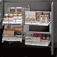 Salice Smart Corner Cabinet Storage Full-Extension Soft-Close Right Hand Door 33-5/16" Chrome/Gray - QSMC45DXFMOMGC