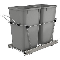 RV-15KD Double 27 Quart Bottom Mount Waste Container Chrome Rev-A-Shelf RV-15KD-17C S