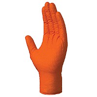 Orange Textured Heavy Duty Nitrile Gloves