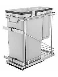 Salice 12" Waste-Recycle Soft-Close Pull-Out Organizer with 50 Qt and 11 Qt Bins Gray QPAM12150CR