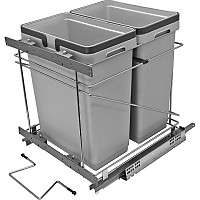 Salice 18" Waste-Recycle Soft-Close Pull-Out Organizer with Two 32 Qt Bins Gray QPAM18228CR