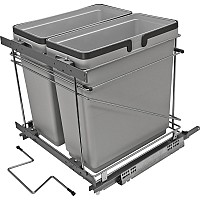 Salice 21" Waste-Recycle Soft-Close Pull-Out Organizer with Two 35 Qt Bins Gray QPAM21235CR