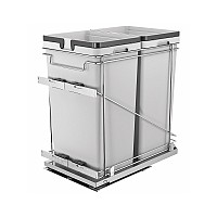 Salice 15" Waste-Recycle Soft-Close Pull-Out Organizer with Two 50 Qt Bins Gray QPAM15250CR